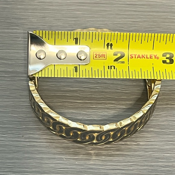 Vintage Gold and Gray Enamel Hinged Bangle Bracelet with Circular Pattern - Picture 6 of 6